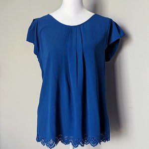 Papermoon Lasercut Blue Tulip Sleeve Blouse